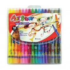 Crown Art Story 16 Colors Twist Up Crayon 