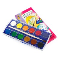 Masterart 12 Colors Premium Grade Watercolor Cake (with Free Brush)