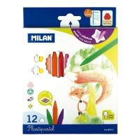 Milan 12 Colors Plastic Wax Pencil